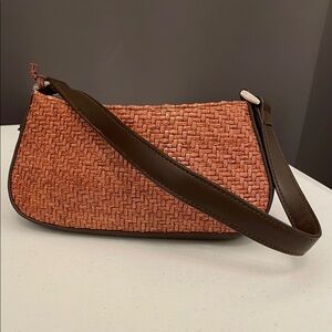 Liz Claiborne Brown and Tan Shoulder Bag with Woven Texture